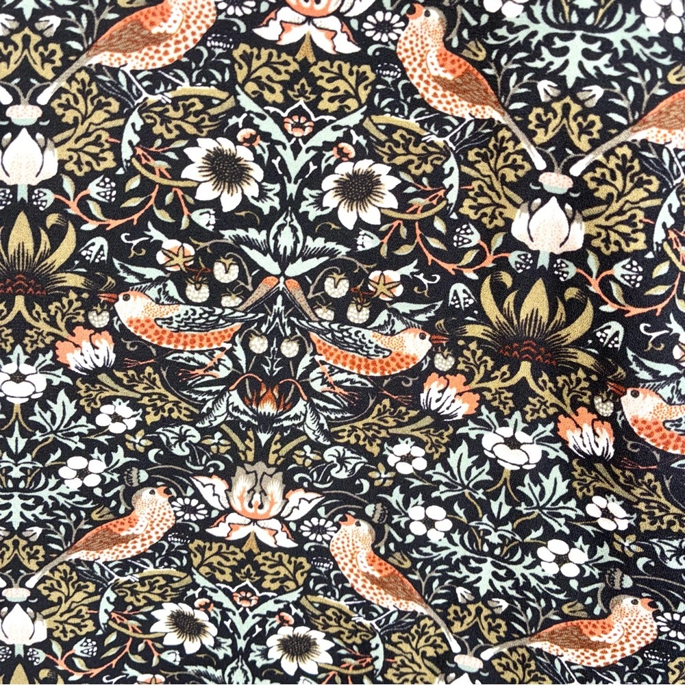 Marc Jacobs Strawberry Thief Bird Black Olive Print Sleeveless Tie Front Size Sm - Picture 4 of 7